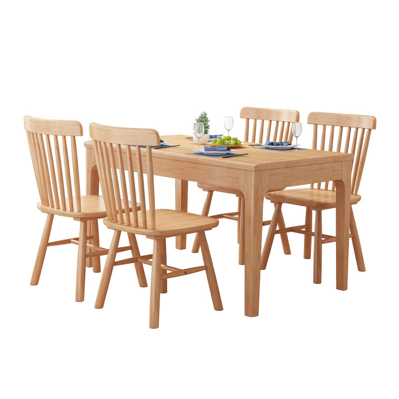 Minimalist Brown Standard Dining Set Rectangle Shape Solid Wood Dining Set with 4 Legs Table Clearhalo 'Dining Room Sets' 'Dining Tables & Seating' 'dining_room_set' 'furn' 'furn_dining_room_set' 'Furniture' 'furniture_dining_room_set' 'Kitchen & Dining Furniture' 'kitchen&dining_furn' 'kitchen' 3518090