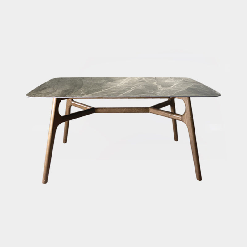 Modern Dining Table Set Sintered Stone Dining Table Rectangular Dining Table with Solid Wood Base Clearhalo 'Dining Room Sets' 'Dining Tables & Seating' 'dining_room_set' 'furn' 'furn_dining_room_set' 'Furniture' 'furniture_dining_room_set' 'Kitchen & Dining Furniture' 'kitchen&dining_furn' 'kitchen' 3518120