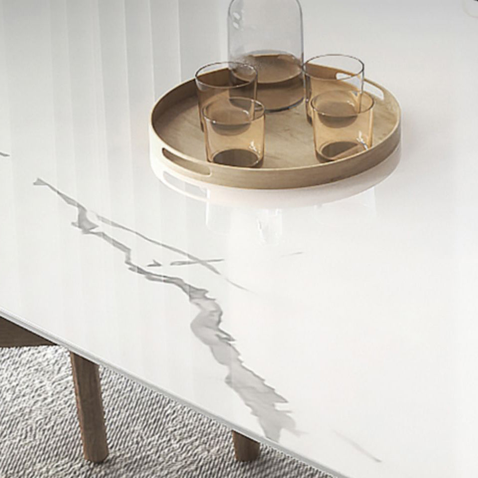 Modern Dining Table Set Sintered Stone Dining Table Rectangular Dining Table with Solid Wood Base Clearhalo 'Dining Room Sets' 'Dining Tables & Seating' 'dining_room_set' 'furn' 'furn_dining_room_set' 'Furniture' 'furniture_dining_room_set' 'Kitchen & Dining Furniture' 'kitchen&dining_furn' 'kitchen' 3518121