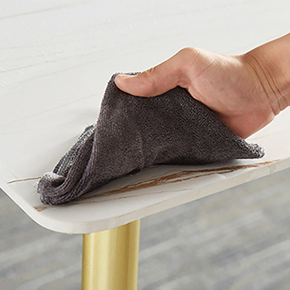 Rectangle Scandinavian Dining Room Set Sintered Stone Top Dining Furniture Set with Metallic Base Clearhalo 'Dining Room Sets' 'Dining Tables & Seating' 'dining_room_set' 'furn' 'furn_dining_room_set' 'Furniture' 'furniture_dining_room_set' 'Kitchen & Dining Furniture' 'kitchen&dining_furn' 'kitchen' 3518150