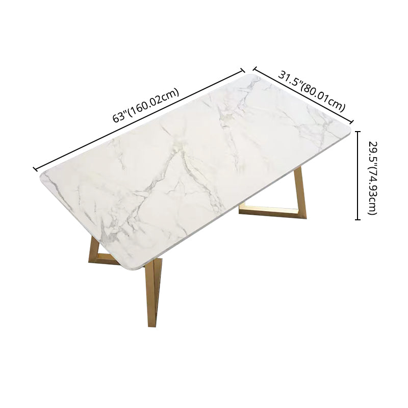 Rectangle Scandinavian Dining Room Set Sintered Stone Top Dining Furniture Set with Metallic Base Clearhalo 'Dining Room Sets' 'Dining Tables & Seating' 'dining_room_set' 'furn' 'furn_dining_room_set' 'Furniture' 'furniture_dining_room_set' 'Kitchen & Dining Furniture' 'kitchen&dining_furn' 'kitchen' 3518155