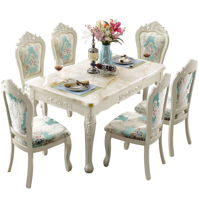 Nordic Sintered Stone Top Dining Set with 4 White Solid Wood Legs for Dining Furniture Clearhalo 'Dining Room Sets' 'Dining Tables & Seating' 'dining_room_set' 'furn' 'furn_dining_room_set' 'Furniture' 'furniture_dining_room_set' 'Kitchen & Dining Furniture' 'kitchen&dining_furn' 'kitchen' 3518161