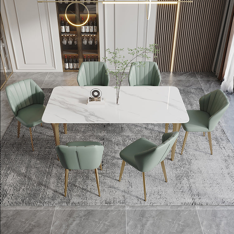 Modern Sintered Stone Table Set of 5/7 with Rectangle Table Dining Set with PU Leather Chairs Clearhalo 'Dining Room Sets' 'Dining Tables & Seating' 'dining_room_set' 'furn' 'furn_dining_room_set' 'Furniture' 'furniture_dining_room_set' 'Kitchen & Dining Furniture' 'kitchen&dining_furn' 'kitchen' 3518201