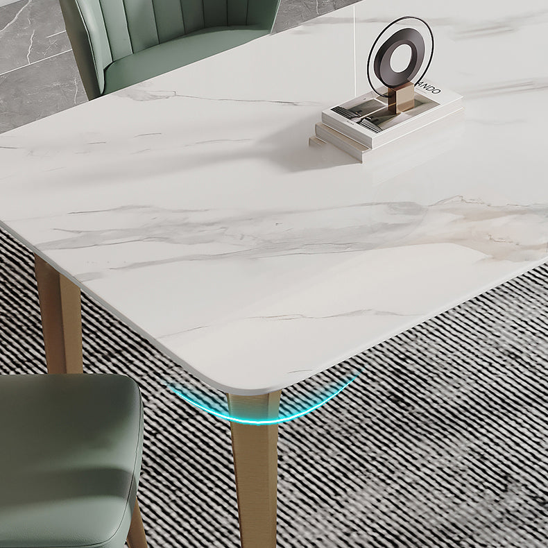 Modern Sintered Stone Table Set of 5/7 with Rectangle Table Dining Set with PU Leather Chairs Clearhalo 'Dining Room Sets' 'Dining Tables & Seating' 'dining_room_set' 'furn' 'furn_dining_room_set' 'Furniture' 'furniture_dining_room_set' 'Kitchen & Dining Furniture' 'kitchen&dining_furn' 'kitchen' 3518206