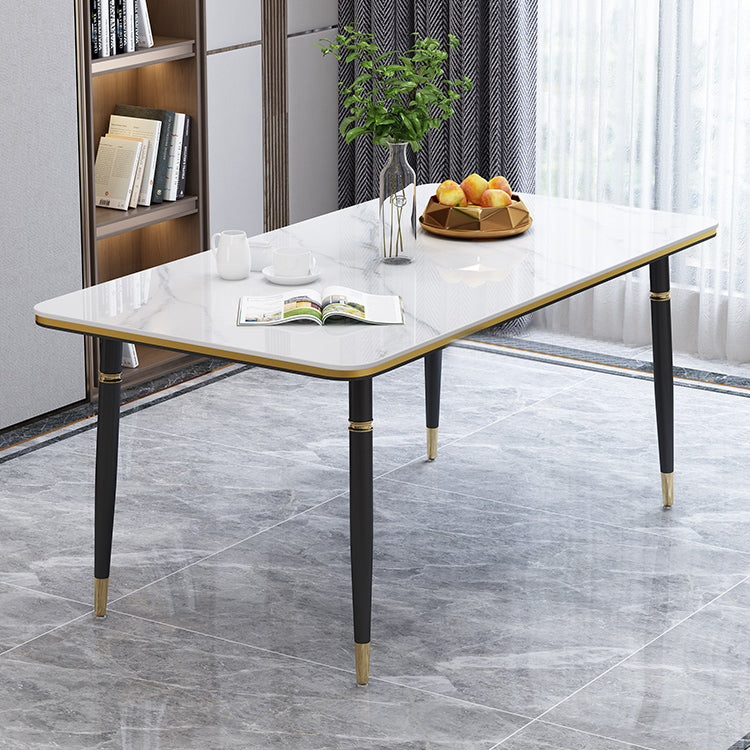 Modern Sintered Stone Table Set of 5/7 with Rectangle Table Dining Set with PU Leather Chairs Clearhalo 'Dining Room Sets' 'Dining Tables & Seating' 'dining_room_set' 'furn' 'furn_dining_room_set' 'Furniture' 'furniture_dining_room_set' 'Kitchen & Dining Furniture' 'kitchen&dining_furn' 'kitchen' 3518234