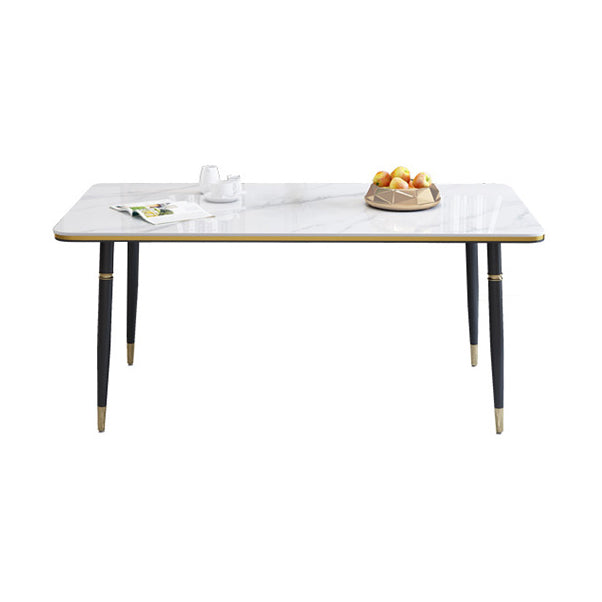 Modern Sintered Stone Table Set of 5/7 with Rectangle Table Dining Set with PU Leather Chairs Clearhalo 'Dining Room Sets' 'Dining Tables & Seating' 'dining_room_set' 'furn' 'furn_dining_room_set' 'Furniture' 'furniture_dining_room_set' 'Kitchen & Dining Furniture' 'kitchen&dining_furn' 'kitchen' 3518236