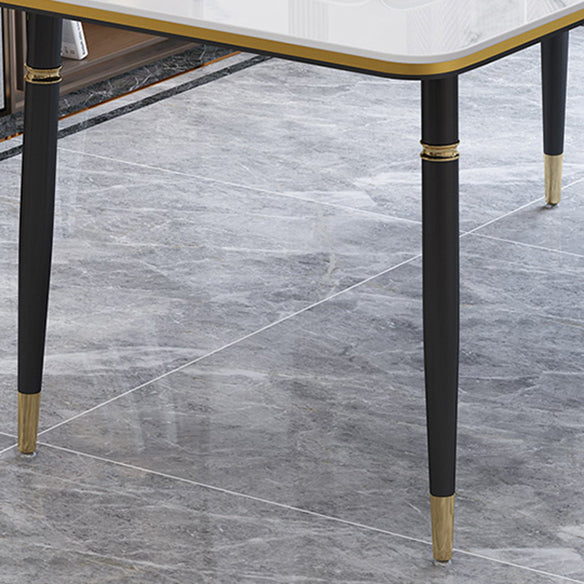 Modern Sintered Stone Table Set of 5/7 with Rectangle Table Dining Set with PU Leather Chairs Clearhalo 'Dining Room Sets' 'Dining Tables & Seating' 'dining_room_set' 'furn' 'furn_dining_room_set' 'Furniture' 'furniture_dining_room_set' 'Kitchen & Dining Furniture' 'kitchen&dining_furn' 'kitchen' 3518239