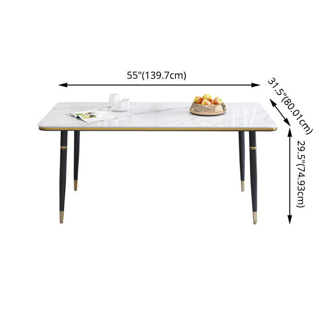 Modern Sintered Stone Table Set of 5/7 with Rectangle Table Dining Set with PU Leather Chairs Clearhalo 'Dining Room Sets' 'Dining Tables & Seating' 'dining_room_set' 'furn' 'furn_dining_room_set' 'Furniture' 'furniture_dining_room_set' 'Kitchen & Dining Furniture' 'kitchen&dining_furn' 'kitchen' 3518242