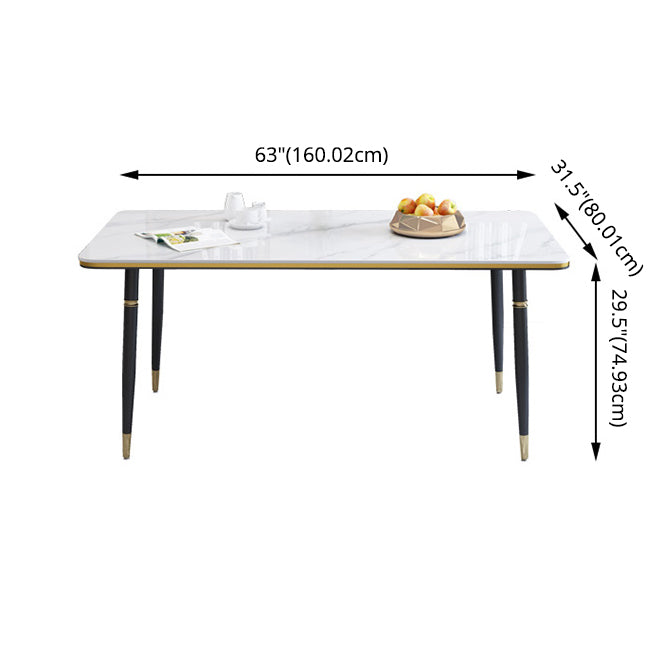 Modern Sintered Stone Table Set of 5/7 with Rectangle Table Dining Set with PU Leather Chairs Clearhalo 'Dining Room Sets' 'Dining Tables & Seating' 'dining_room_set' 'furn' 'furn_dining_room_set' 'Furniture' 'furniture_dining_room_set' 'Kitchen & Dining Furniture' 'kitchen&dining_furn' 'kitchen' 3518243