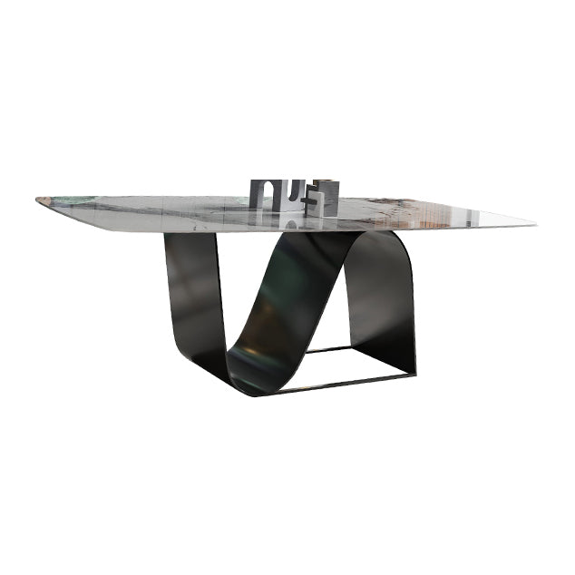 Modern Gray Kitchen Dining Set Sintered Stone Top Rectangle Dining Set with Trestle Base Clearhalo 'Dining Room Sets' 'Dining Tables & Seating' 'dining_room_set' 'furn' 'furn_dining_room_set' 'Furniture' 'furniture_dining_room_set' 'Kitchen & Dining Furniture' 'kitchen&dining_furn' 'kitchen' 3518290