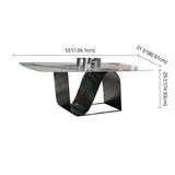 Modern Gray Kitchen Dining Set Sintered Stone Top Rectangle Dining Set with Trestle Base Clearhalo 'Dining Room Sets' 'Dining Tables & Seating' 'dining_room_set' 'furn' 'furn_dining_room_set' 'Furniture' 'furniture_dining_room_set' 'Kitchen & Dining Furniture' 'kitchen&dining_furn' 'kitchen' 3518292