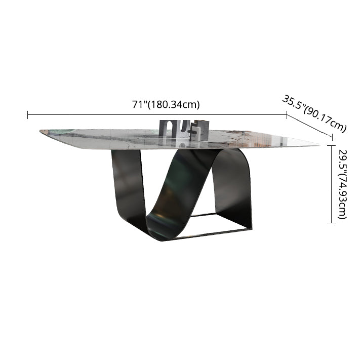 Modern Gray Kitchen Dining Set Sintered Stone Top Rectangle Dining Set with Trestle Base Clearhalo 'Dining Room Sets' 'Dining Tables & Seating' 'dining_room_set' 'furn' 'furn_dining_room_set' 'Furniture' 'furniture_dining_room_set' 'Kitchen & Dining Furniture' 'kitchen&dining_furn' 'kitchen' 3518294