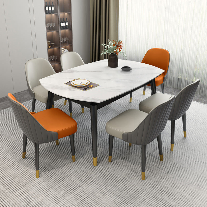 Modern Style Sintered Stone White Dining¬†Room¬†Set with Round Table Dining Table Furniture Clearhalo 'Dining Room Sets' 'Dining Tables & Seating' 'dining_room_set' 'furn' 'furn_dining_room_set' 'Furniture' 'furniture_dining_room_set' 'Kitchen & Dining Furniture' 'kitchen&dining_furn' 'kitchen' 3518301