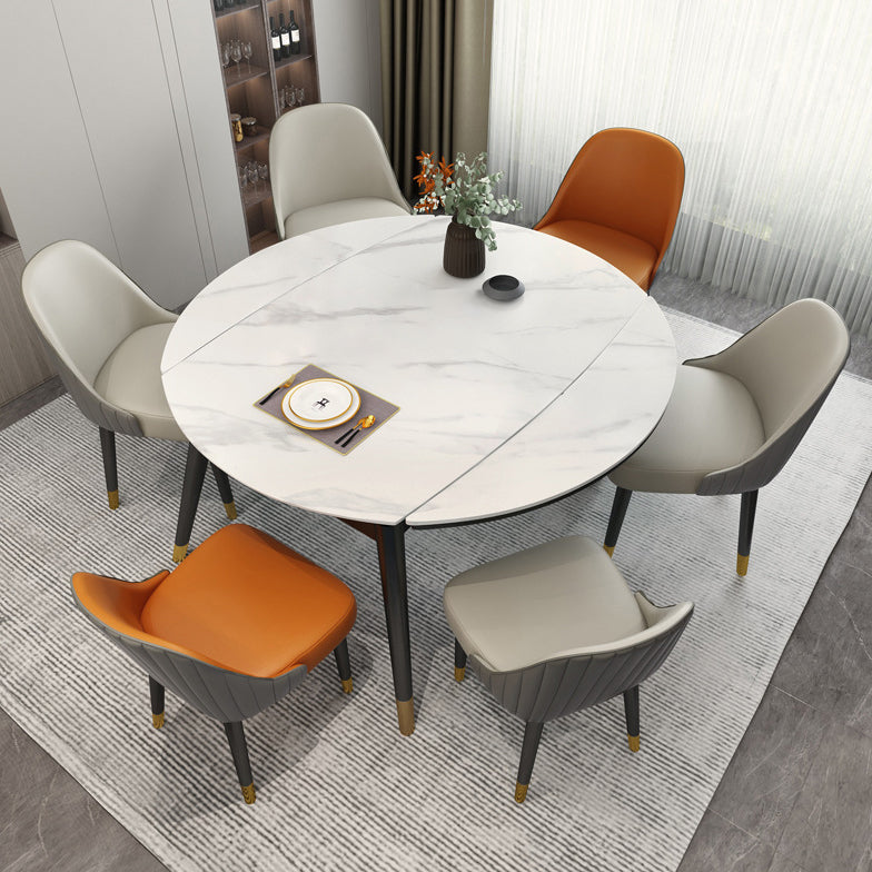 Modern Style Sintered Stone White Dining¬†Room¬†Set with Round Table Dining Table Furniture Clearhalo 'Dining Room Sets' 'Dining Tables & Seating' 'dining_room_set' 'furn' 'furn_dining_room_set' 'Furniture' 'furniture_dining_room_set' 'Kitchen & Dining Furniture' 'kitchen&dining_furn' 'kitchen' 3518302