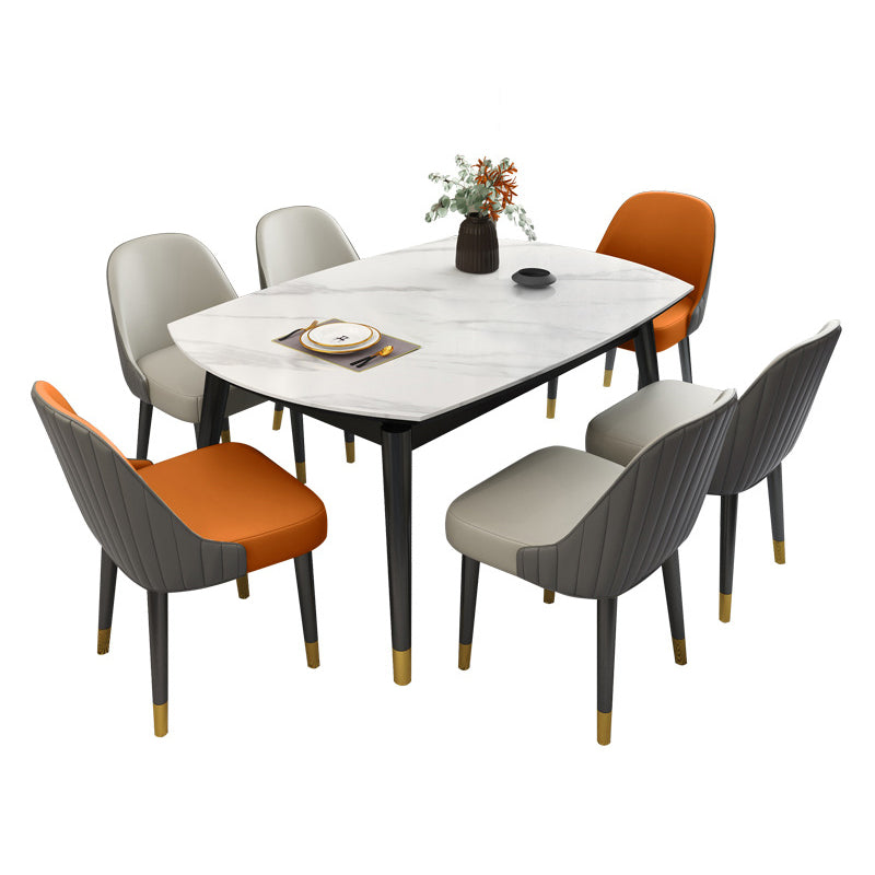 Modern Style Sintered Stone White Dining¬†Room¬†Set with Round Table Dining Table Furniture Clearhalo 'Dining Room Sets' 'Dining Tables & Seating' 'dining_room_set' 'furn' 'furn_dining_room_set' 'Furniture' 'furniture_dining_room_set' 'Kitchen & Dining Furniture' 'kitchen&dining_furn' 'kitchen' 3518305