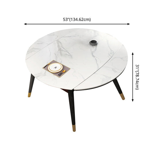 Modern Style Sintered Stone White Dining¬†Room¬†Set with Round Table Dining Table Furniture Clearhalo 'Dining Room Sets' 'Dining Tables & Seating' 'dining_room_set' 'furn' 'furn_dining_room_set' 'Furniture' 'furniture_dining_room_set' 'Kitchen & Dining Furniture' 'kitchen&dining_furn' 'kitchen' 3518308