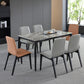 Minimalist Sintered Stone Table Set with Rectangular Table and Upholstered Chairs 7 Piece Set Clearhalo 'Dining Room Sets' 'Dining Tables & Seating' 'dining_room_set' 'furn' 'furn_dining_room_set' 'Furniture' 'furniture_dining_room_set' 'Kitchen & Dining Furniture' 'kitchen&dining_furn' 'kitchen' 3518310