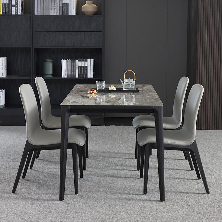 Minimalist Sintered Stone Table Set with Rectangular Table and Upholstered Chairs Clearhalo 'Dining Room Sets' 'Dining Tables & Seating' 'dining_room_set' 'furn' 'furn_dining_room_set' 'Furniture' 'furniture_dining_room_set' 'Kitchen & Dining Furniture' 'kitchen&dining_furn' 'kitchen' 3518312