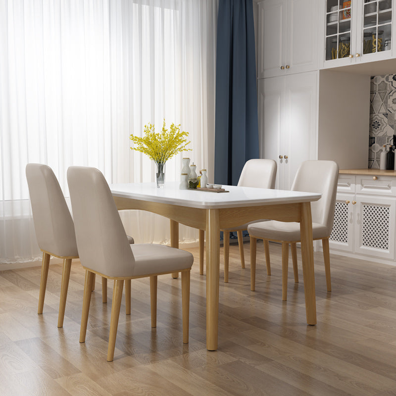 Modern Sintered Stone Table Set of 5/7 with Rectangle Table Dining Set with Leather Chairs Clearhalo 'Dining Room Sets' 'Dining Tables & Seating' 'dining_room_set' 'furn' 'furn_dining_room_set' 'Furniture' 'furniture_dining_room_set' 'Kitchen & Dining Furniture' 'kitchen&dining_furn' 'kitchen' 3518323