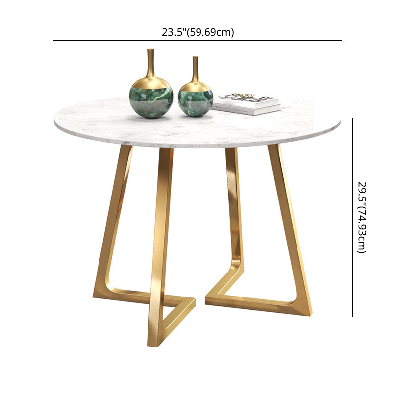 Glam Style Sintered Stone White Dining¬†Room¬†Set with Round Table Dining Table Furniture Clearhalo 'Dining Room Sets' 'Dining Tables & Seating' 'dining_room_set' 'furn' 'furn_dining_room_set' 'Furniture' 'furniture_dining_room_set' 'Kitchen & Dining Furniture' 'kitchen&dining_furn' 'kitchen' 3518345