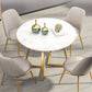 Glam Style Sintered Stone White Dining¬†Room¬†Set with Round Table Dining Table Furniture Clearhalo 'Dining Room Sets' 'Dining Tables & Seating' 'dining_room_set' 'furn' 'furn_dining_room_set' 'Furniture' 'furniture_dining_room_set' 'Kitchen & Dining Furniture' 'kitchen&dining_furn' 'kitchen' 3518352