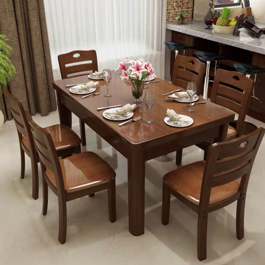 Standard Solid Wood Top Dining Set with 4 Dark Brown Wood Legs for Dining Furniture Clearhalo 'Dining Room Sets' 'Dining Tables & Seating' 'dining_room_set' 'furn' 'furn_dining_room_set' 'Furniture' 'furniture_dining_room_set' 'Kitchen & Dining Furniture' 'kitchen&dining_furn' 'kitchen' 3518355