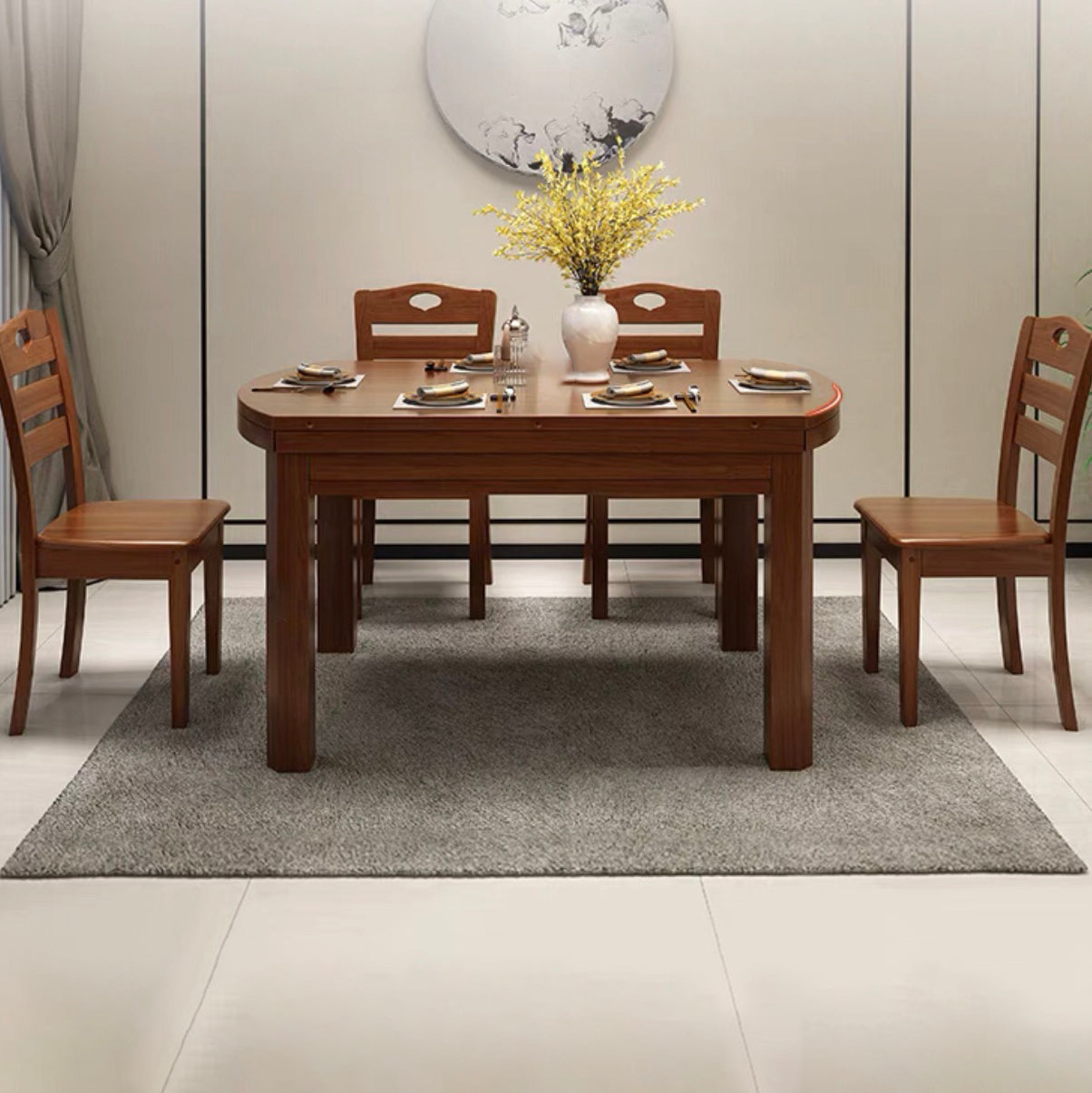 Standard Solid Wood Top Dining Set with 4 Dark Brown Wood Legs for Dining Furniture Clearhalo 'Dining Room Sets' 'Dining Tables & Seating' 'dining_room_set' 'furn' 'furn_dining_room_set' 'Furniture' 'furniture_dining_room_set' 'Kitchen & Dining Furniture' 'kitchen&dining_furn' 'kitchen' 3518356