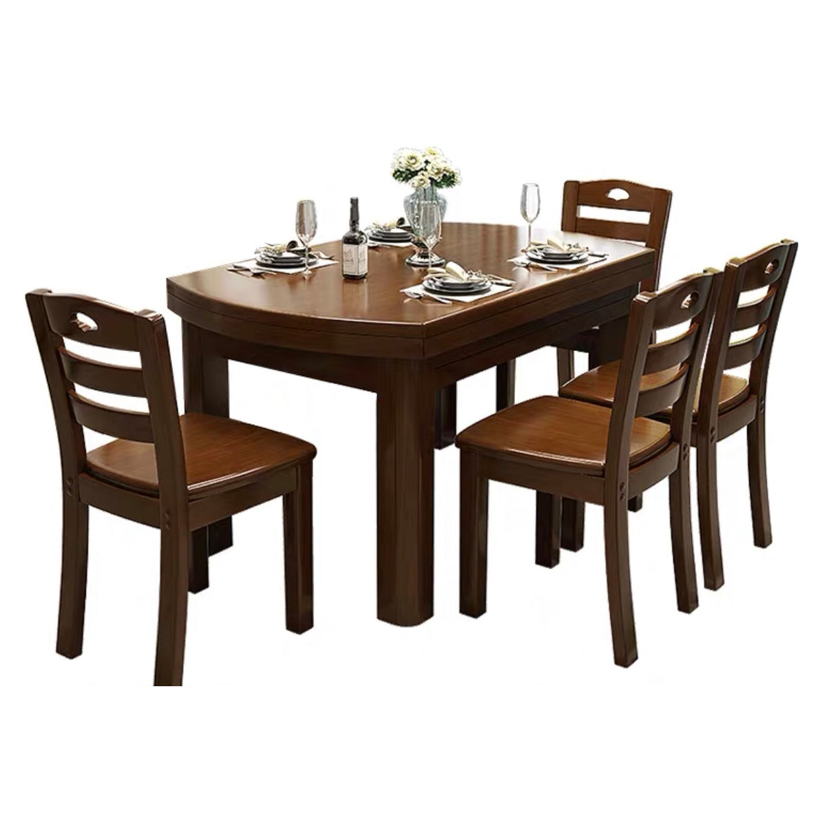 Standard Solid Wood Top Dining Set with 4 Dark Brown Wood Legs for Dining Furniture 5 Piece Set Clearhalo 'Dining Room Sets' 'Dining Tables & Seating' 'dining_room_set' 'furn' 'furn_dining_room_set' 'Furniture' 'furniture_dining_room_set' 'Kitchen & Dining Furniture' 'kitchen&dining_furn' 'kitchen' 3518357