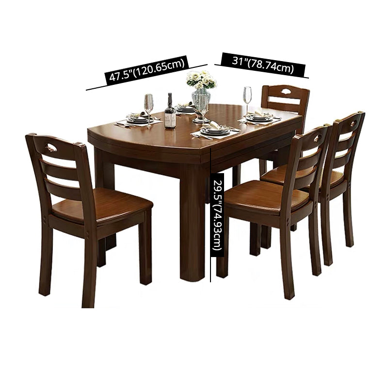 Standard Solid Wood Top Dining Set with 4 Dark Brown Wood Legs for Dining Furniture Clearhalo 'Dining Room Sets' 'Dining Tables & Seating' 'dining_room_set' 'furn' 'furn_dining_room_set' 'Furniture' 'furniture_dining_room_set' 'Kitchen & Dining Furniture' 'kitchen&dining_furn' 'kitchen' 3518358