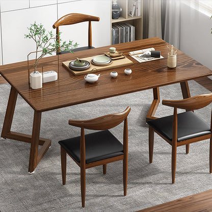 Modern MDF Rectangle Shape Dining Set Kitchen Standard Dining Set with Double Pedestal Base 4 Piece Set Clearhalo 'Dining Room Sets' 'Dining Tables & Seating' 'dining_room_set' 'furn' 'furn_dining_room_set' 'Furniture' 'furniture_dining_room_set' 'Kitchen & Dining Furniture' 'kitchen&dining_furn' 'kitchen' 3518362