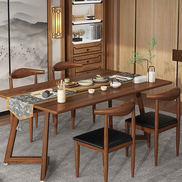 Modern MDF Rectangle Shape Dining Set Kitchen Standard Dining Set with Double Pedestal Base 5 Piece Set Clearhalo 'Dining Room Sets' 'Dining Tables & Seating' 'dining_room_set' 'furn' 'furn_dining_room_set' 'Furniture' 'furniture_dining_room_set' 'Kitchen & Dining Furniture' 'kitchen&dining_furn' 'kitchen' 3518364