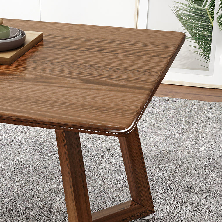 Modern MDF Rectangle Shape Dining Set Kitchen Standard Dining Set with Double Pedestal Base Clearhalo 'Dining Room Sets' 'Dining Tables & Seating' 'dining_room_set' 'furn' 'furn_dining_room_set' 'Furniture' 'furniture_dining_room_set' 'Kitchen & Dining Furniture' 'kitchen&dining_furn' 'kitchen' 3518369