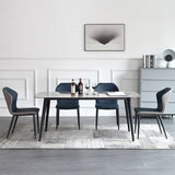 Modern Sintered Stone Table Set of 5/7 with Rectangle Table Dining Set with PU Leather Chairs Clearhalo 'Dining Room Sets' 'Dining Tables & Seating' 'dining_room_set' 'furn' 'furn_dining_room_set' 'Furniture' 'furniture_dining_room_set' 'Kitchen & Dining Furniture' 'kitchen&dining_furn' 'kitchen' 3518378