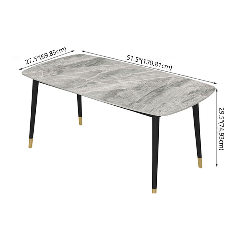 Modern Sintered Stone Table Set of 5/7 with Rectangle Table Dining Set with PU Leather Chairs Clearhalo 'Dining Room Sets' 'Dining Tables & Seating' 'dining_room_set' 'furn' 'furn_dining_room_set' 'Furniture' 'furniture_dining_room_set' 'Kitchen & Dining Furniture' 'kitchen&dining_furn' 'kitchen' 3518384