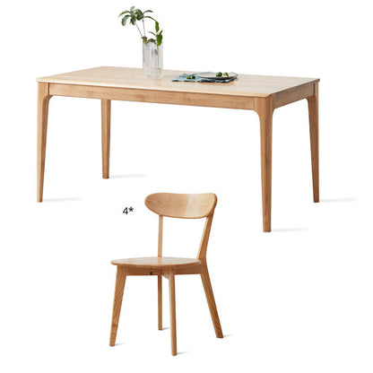 Traditional Style Dining Table with Fixed Solid Wood Dining Table and Chairs for Home Use Natural Clearhalo 'Dining Room Sets' 'Dining Tables & Seating' 'dining_room_set' 'furn' 'furn_dining_room_set' 'Furniture' 'furniture_dining_room_set' 'Kitchen & Dining Furniture' 'kitchen&dining_furn' 'kitchen' 3518392