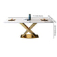 Modern Sintered Stone Dining Table Rectangular Dining Table Set with X-shaped Metal Frame Clearhalo 'Dining Room Sets' 'Dining Tables & Seating' 'dining_room_set' 'furn' 'furn_dining_room_set' 'Furniture' 'furniture_dining_room_set' 'Kitchen & Dining Furniture' 'kitchen&dining_furn' 'kitchen' 3518421