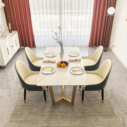Dining Room Sets Scandinavian Metal Frame Dining Table Rectangle Formal Dinette Set for Home 5 Piece Set Clearhalo 'Dining Room Sets' 'Dining Tables & Seating' 'dining_room_set' 'furn' 'furn_dining_room_set' 'Furniture' 'furniture_dining_room_set' 'Kitchen & Dining Furniture' 'kitchen&dining_furn' 'kitchen' 3518425