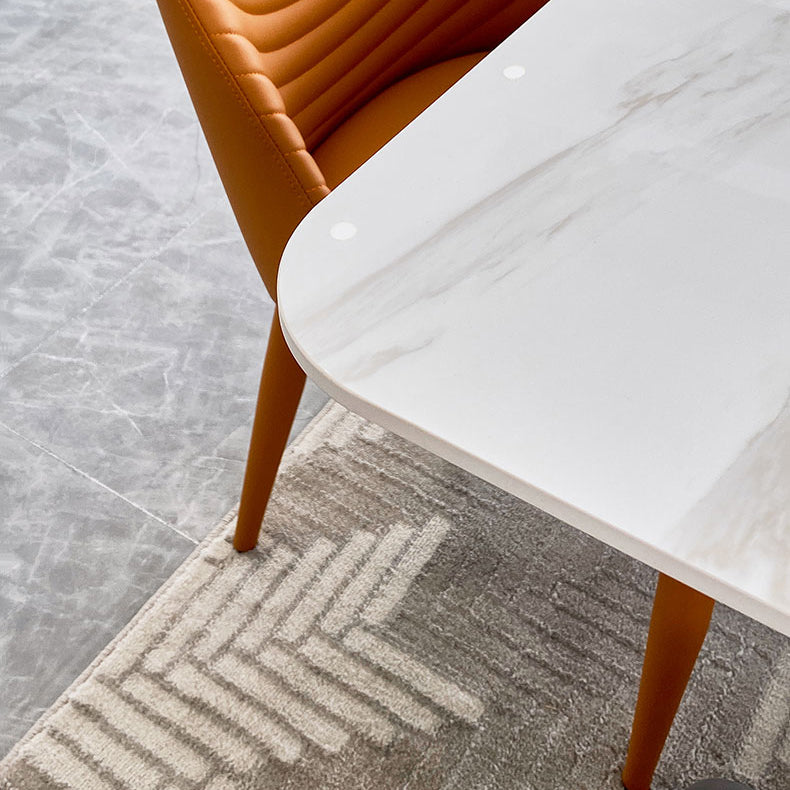 Contemporary Dining Set Metal Frame Rectangle White Slate Dining Table Set for Home Clearhalo 'Dining Room Sets' 'Dining Tables & Seating' 'dining_room_set' 'furn' 'furn_dining_room_set' 'Furniture' 'furniture_dining_room_set' 'Kitchen & Dining Furniture' 'kitchen&dining_furn' 'kitchen' 3518446