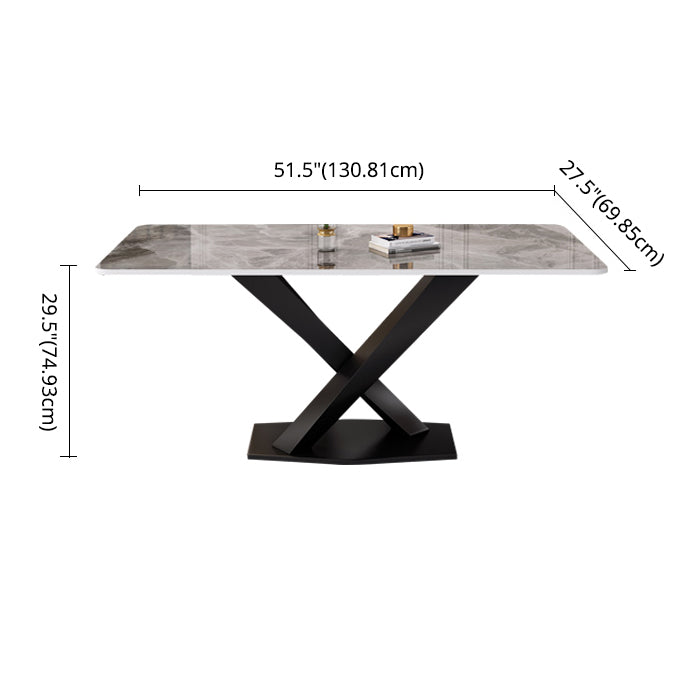 Modern Grey Sintered Stone Table Set of 5/7 with Rectangle Table Dining Set with PU Leather Chairs Clearhalo 'Dining Room Sets' 'Dining Tables & Seating' 'dining_room_set' 'furn' 'furn_dining_room_set' 'Furniture' 'furniture_dining_room_set' 'Kitchen & Dining Furniture' 'kitchen&dining_furn' 'kitchen' 3518474