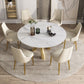 Contemporary Fixed Dining Room Table Set Sintered Stone Top Dining Table Furniture 7 Piece Set Clearhalo 'Dining Room Sets' 'Dining Tables & Seating' 'dining_room_set' 'furn' 'furn_dining_room_set' 'Furniture' 'furniture_dining_room_set' 'Kitchen & Dining Furniture' 'kitchen&dining_furn' 'kitchen' 3518480
