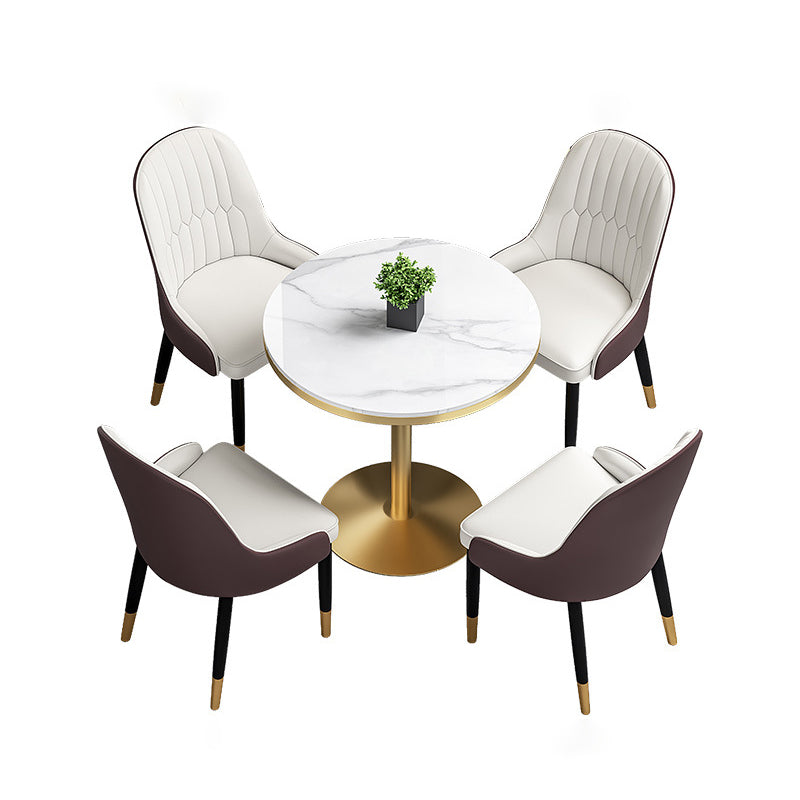 Modern Sintered Stone White Dining Room Set with Round Table Formal Dining Table Furniture Clearhalo 'Dining Room Sets' 'Dining Tables & Seating' 'dining_room_set' 'furn' 'furn_dining_room_set' 'Furniture' 'furniture_dining_room_set' 'Kitchen & Dining Furniture' 'kitchen&dining_furn' 'kitchen' 3518495