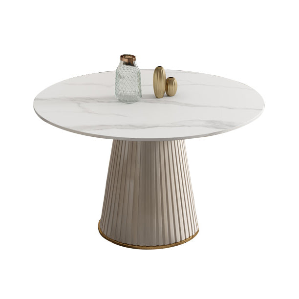 Scandinavian Sintered Stone Table Set of 5/7 with White Round Table Dining Set with Leather Chairs Clearhalo 'Dining Room Sets' 'Dining Tables & Seating' 'dining_room_set' 'furn' 'furn_dining_room_set' 'Furniture' 'furniture_dining_room_set' 'Kitchen & Dining Furniture' 'kitchen&dining_furn' 'kitchen' 3518506