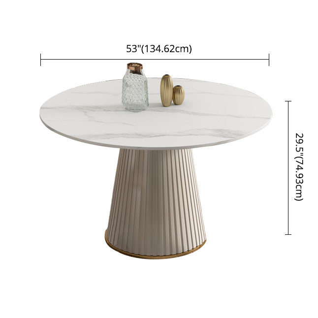 Scandinavian Sintered Stone Table Set of 5/7 with White Round Table Dining Set with Leather Chairs Clearhalo 'Dining Room Sets' 'Dining Tables & Seating' 'dining_room_set' 'furn' 'furn_dining_room_set' 'Furniture' 'furniture_dining_room_set' 'Kitchen & Dining Furniture' 'kitchen&dining_furn' 'kitchen' 3518512