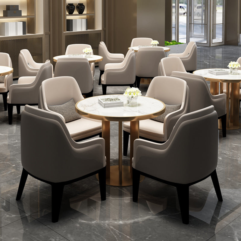 Modern Sintered Stone Dining RoomSet with Round Table and Metal Base Dining Table Furniture Clearhalo 'Dining Room Sets' 'Dining Tables & Seating' 'dining_room_set' 'furn' 'furn_dining_room_set' 'Furniture' 'furniture_dining_room_set' 'Kitchen & Dining Furniture' 'kitchen&dining_furn' 'kitchen' 3518517
