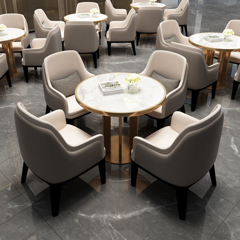 Modern Sintered Stone Dining RoomSet with Round Table and Metal Base Dining Table Furniture White 5 Piece Set Clearhalo 'Dining Room Sets' 'Dining Tables & Seating' 'dining_room_set' 'furn' 'furn_dining_room_set' 'Furniture' 'furniture_dining_room_set' 'Kitchen & Dining Furniture' 'kitchen&dining_furn' 'kitchen' 3518518