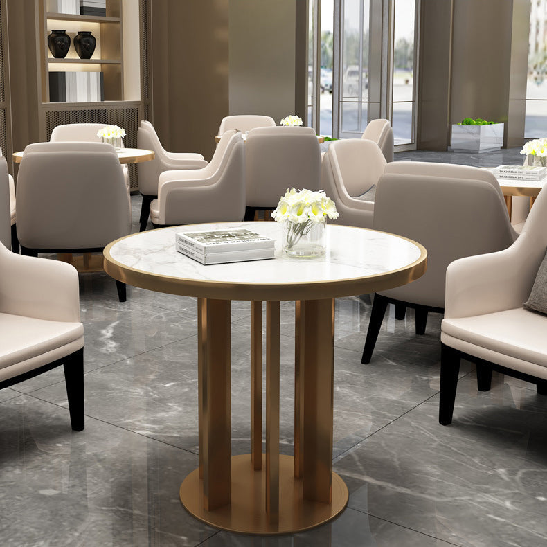 Modern Sintered Stone Dining RoomSet with Round Table and Metal Base Dining Table Furniture Clearhalo 'Dining Room Sets' 'Dining Tables & Seating' 'dining_room_set' 'furn' 'furn_dining_room_set' 'Furniture' 'furniture_dining_room_set' 'Kitchen & Dining Furniture' 'kitchen&dining_furn' 'kitchen' 3518520