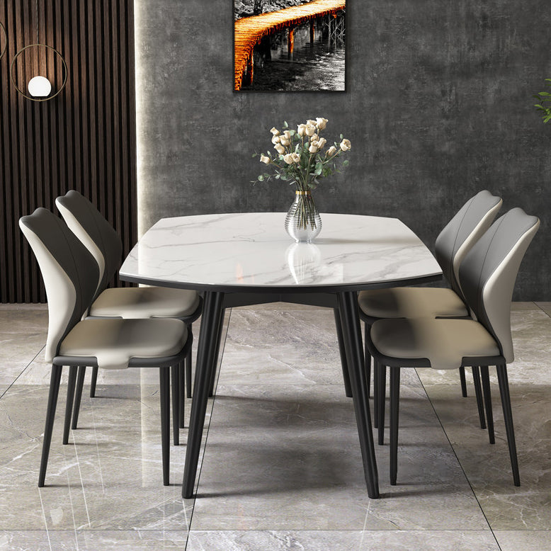 Modern Sintered Stone Dining Room Set Standard Height with 4 Legs Base Dining Furniture 5 Piece Set Clearhalo 'Dining Room Sets' 'Dining Tables & Seating' 'dining_room_set' 'furn' 'furn_dining_room_set' 'Furniture' 'furniture_dining_room_set' 'Kitchen & Dining Furniture' 'kitchen&dining_furn' 'kitchen' 3518527