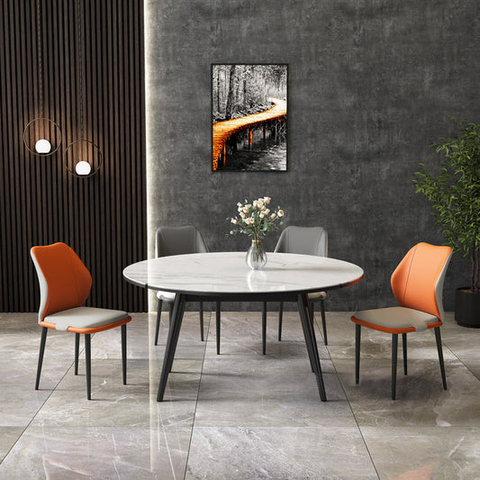 Modern Sintered Stone Dining Room Set Standard Height with 4 Legs Base Dining Furniture Clearhalo 'Dining Room Sets' 'Dining Tables & Seating' 'dining_room_set' 'furn' 'furn_dining_room_set' 'Furniture' 'furniture_dining_room_set' 'Kitchen & Dining Furniture' 'kitchen&dining_furn' 'kitchen' 3518529