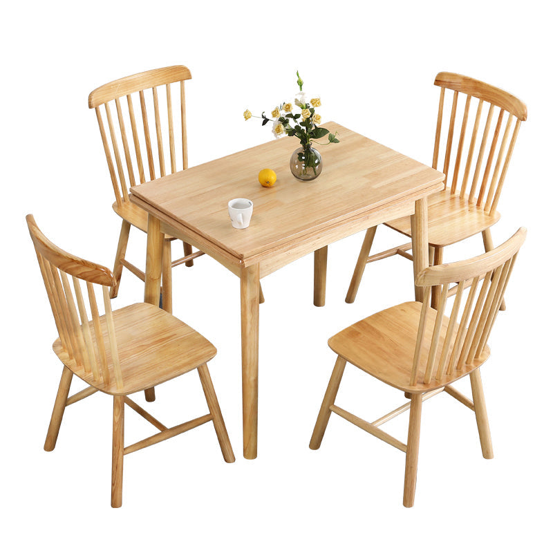 Modern Solid Wood Dining Room Set with Rectangle Table Space-Saving Design Dining Table Furniture Clearhalo 'Dining Room Sets' 'Dining Tables & Seating' 'dining_room_set' 'furn' 'furn_dining_room_set' 'Furniture' 'furniture_dining_room_set' 'Kitchen & Dining Furniture' 'kitchen&dining_furn' 'kitchen' 3518576