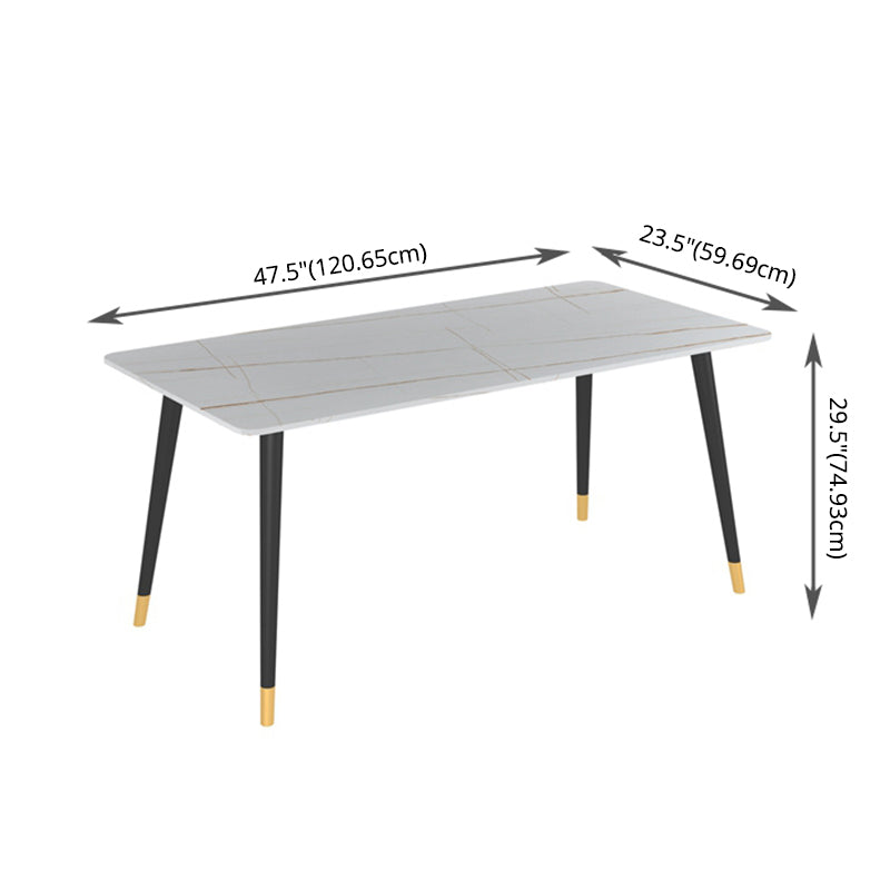 Modern Kitchen Sintered Stone Dining Set Rectangular Standard Dining Set in White Clearhalo 'Dining Room Sets' 'Dining Tables & Seating' 'dining_room_set' 'furn' 'furn_dining_room_set' 'Furniture' 'furniture_dining_room_set' 'Kitchen & Dining Furniture' 'kitchen&dining_furn' 'kitchen' 3518592
